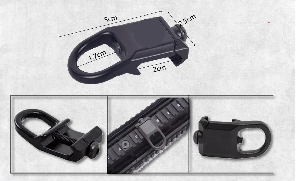 Swivel Kotak tactical Rail 20-22mm Sling adapter gantungan tali senapan bocap tactical airsoft model kotak adapter gantungan tali thumbnail 2