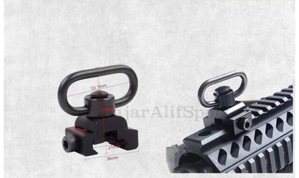 Sling swivel + adapter Rail 20-22mm Gantungan tali adapter senapan bocap tactical airsoft sling adapter rail quickrelease thumbnail 2