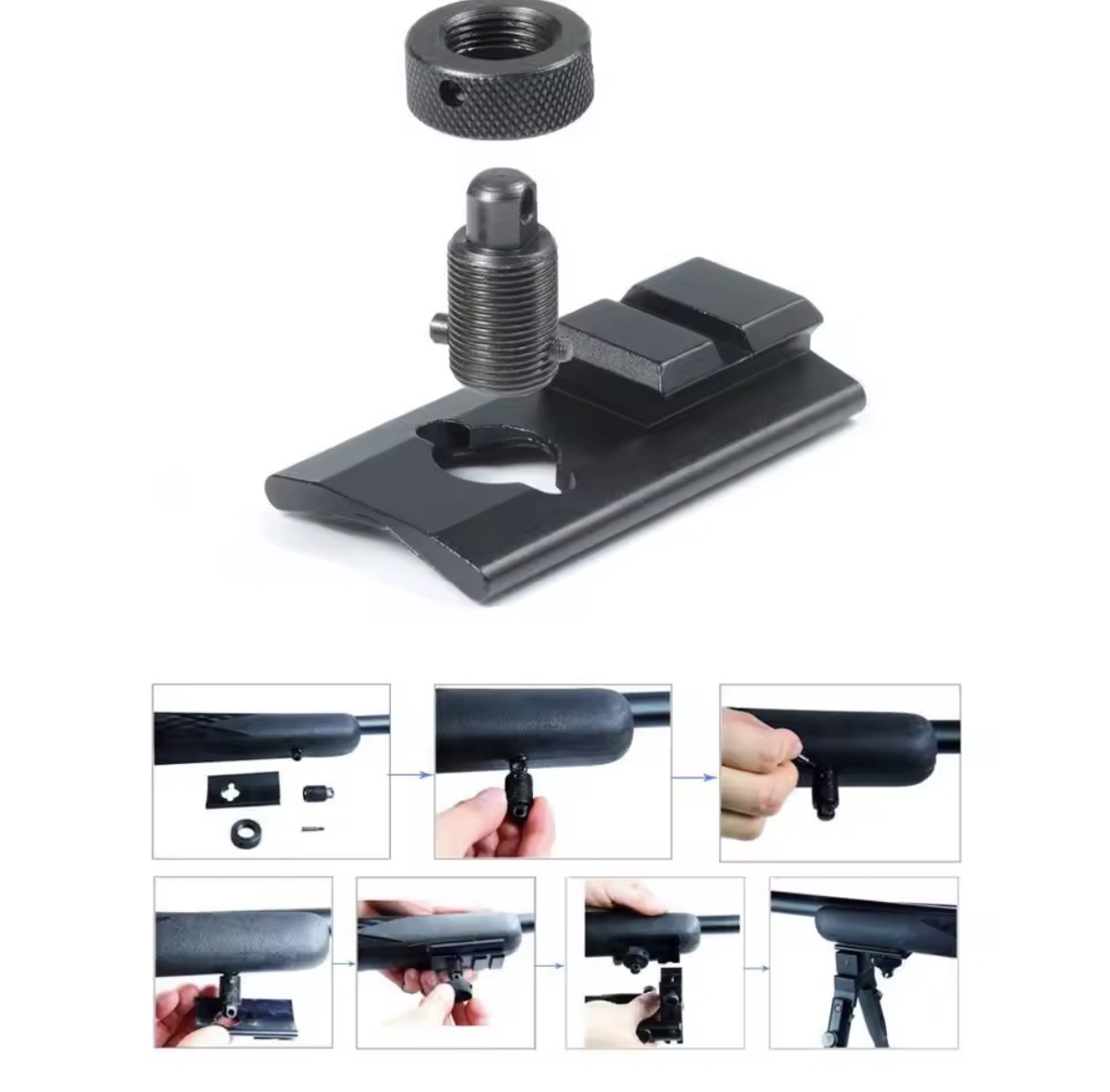 Picatiny rail adapter Multifungsi 2in1 Rail dudukan tali uncle mike + Dudukan bipod rail 20-22mm Picatiny slot adapter 2in1 thumbnail 2