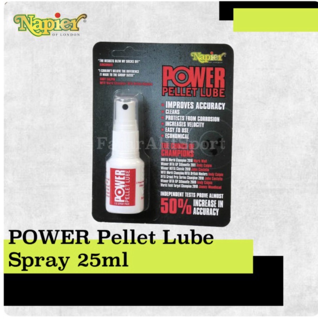 Napier POWER Pellet Lube Spray 25ml Made In London UK Pelumas Mimis Semprotan mimis