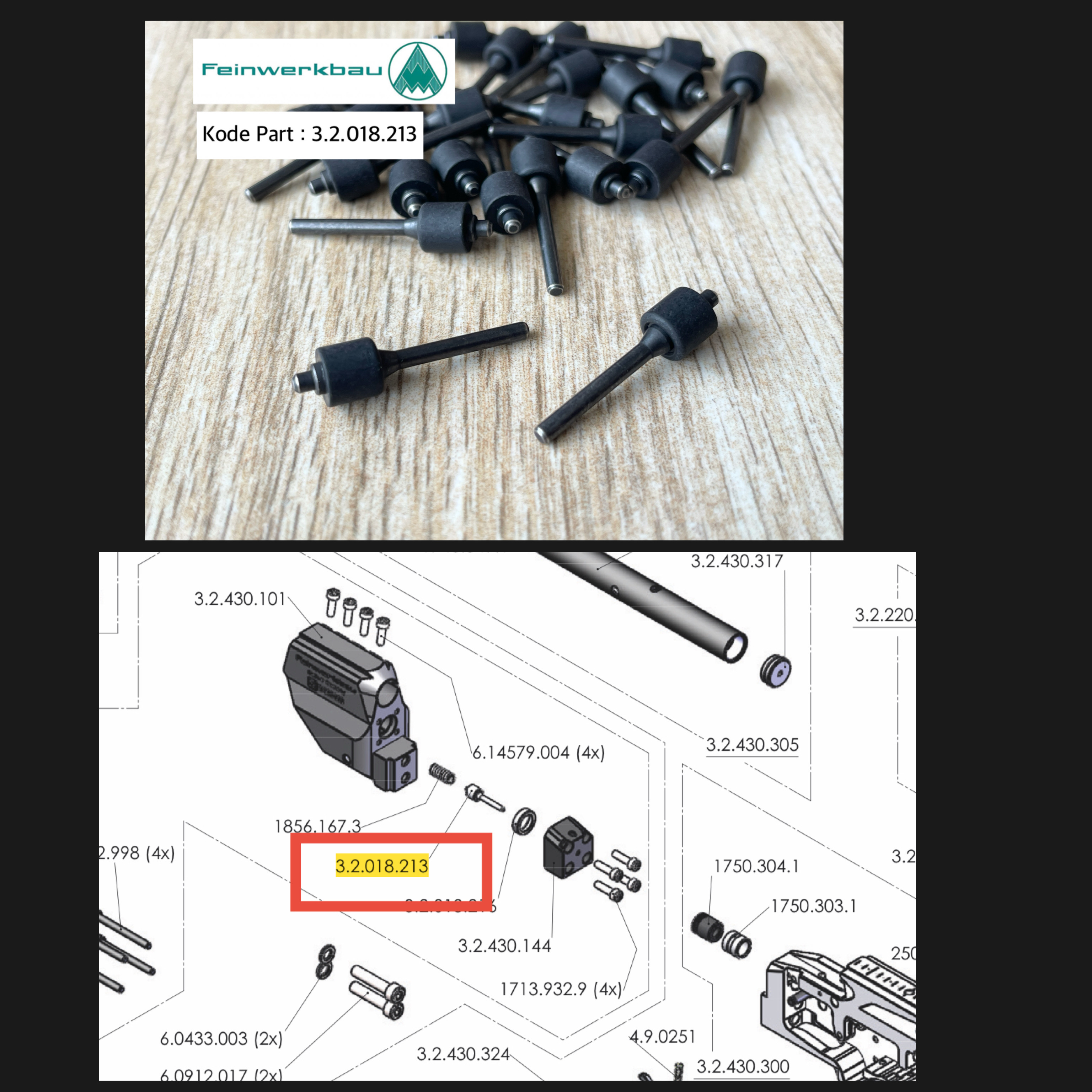 Valve Feinwerkbau 800 X / 800 ALU Original - Pentil Valve FWB 800 Kode Part : 3.2.018.213