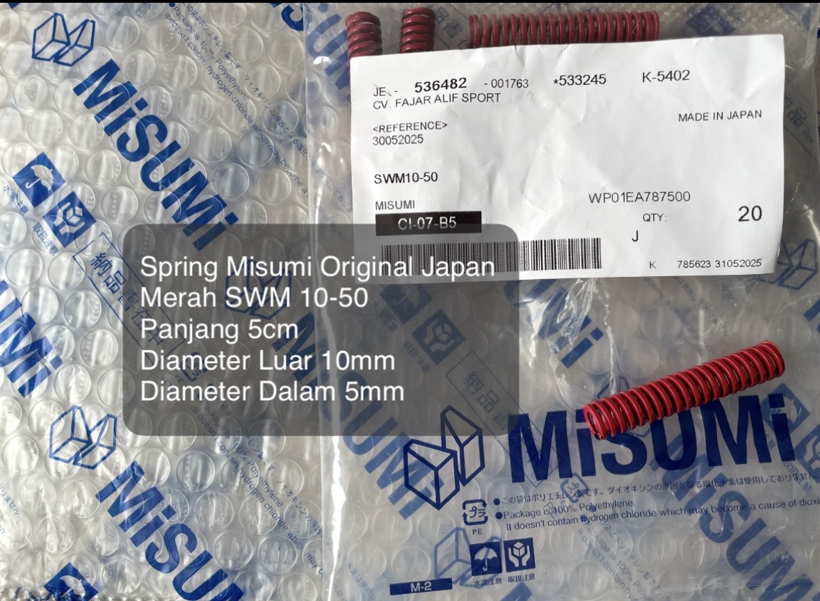 Spring MiSUMi Merah SWM 10-50 Diameter 10 Panjang 5cm Original Japan Per Hammer pcp Per Valve pcp