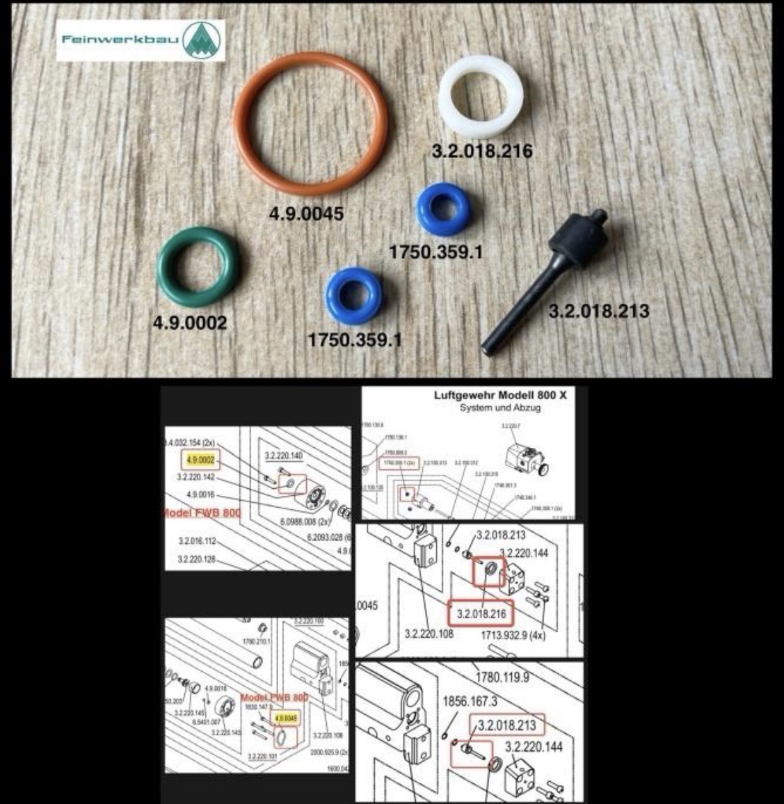 Seal Service Kit Feinwerkbau 800X / 800ALU Original - Seal Kit FWB + Valve